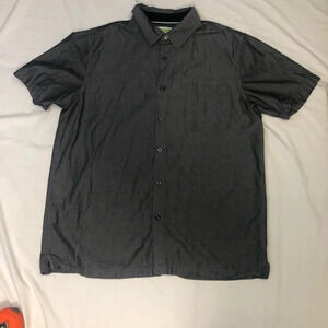 Cariloha Button-Up Shirt Bamboo Blend Dark Grey Short Sleeve Resortwear Beach